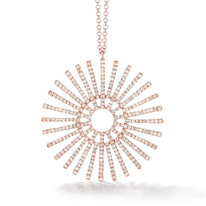 Diamond Full Sunburst Pendant Necklace