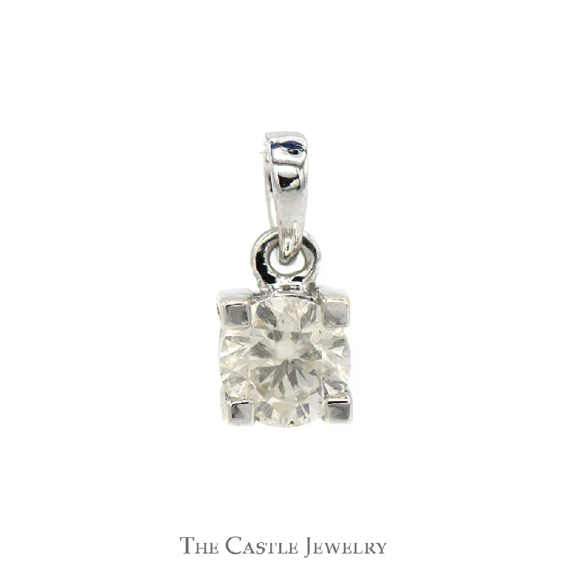 personalized family tree necklace .80ct Round Diamond Solitaire Pendant in 10k White Gold Basket Mount