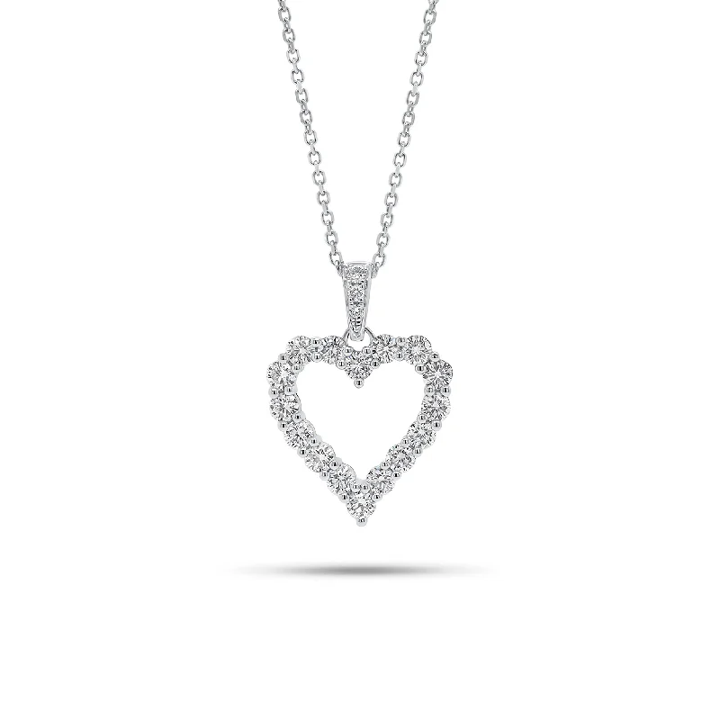 Diamond Open Heart Pendant with Diamond Bail