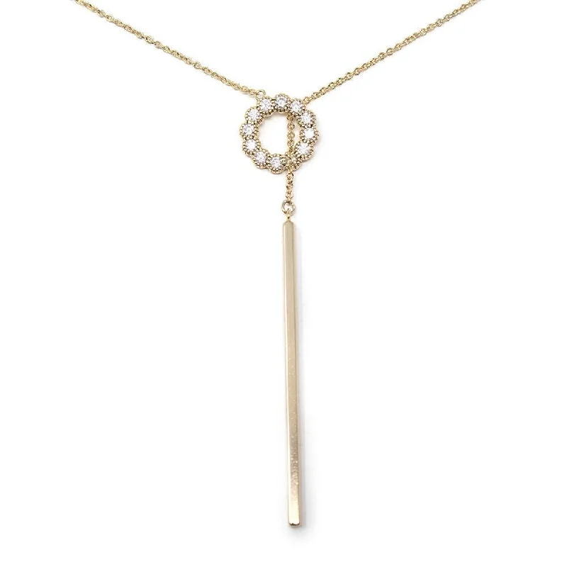 Cubic Zirconia Lariat Necklace Gold Plated