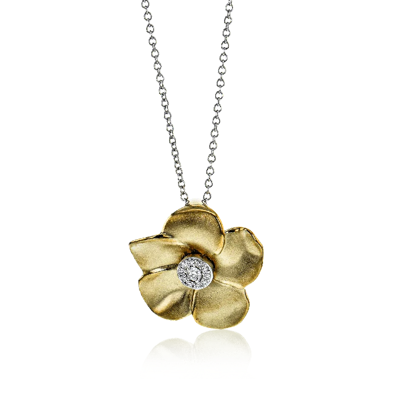 Flower Pendant Necklace in 18k Gold with Diamonds