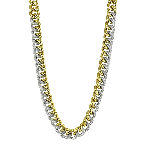 Chain Link Necklace in 18k Gold with Diamonds