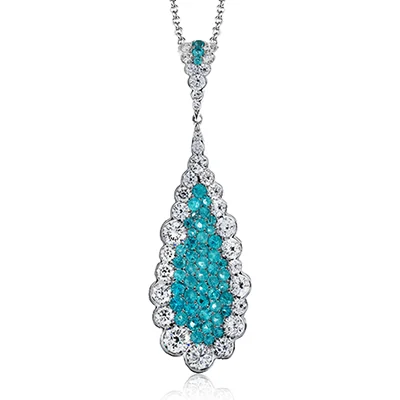 Paraiba Pendant Necklace in 18k Gold with Diamonds