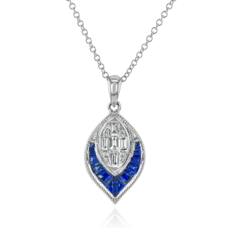 Sapphire Pendant Necklace in 18k Gold with Diamonds