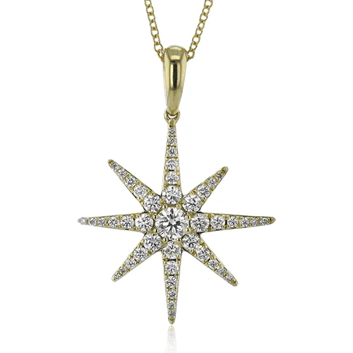 Star Pendant Necklace in 18k Gold with Diamonds