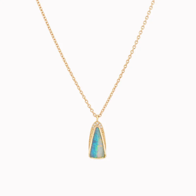 Opal Teardrop Halo Necklace