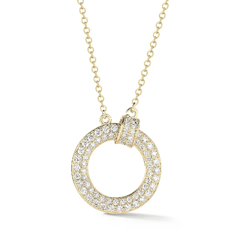 Pave Diamond Open Circle Link Pendant