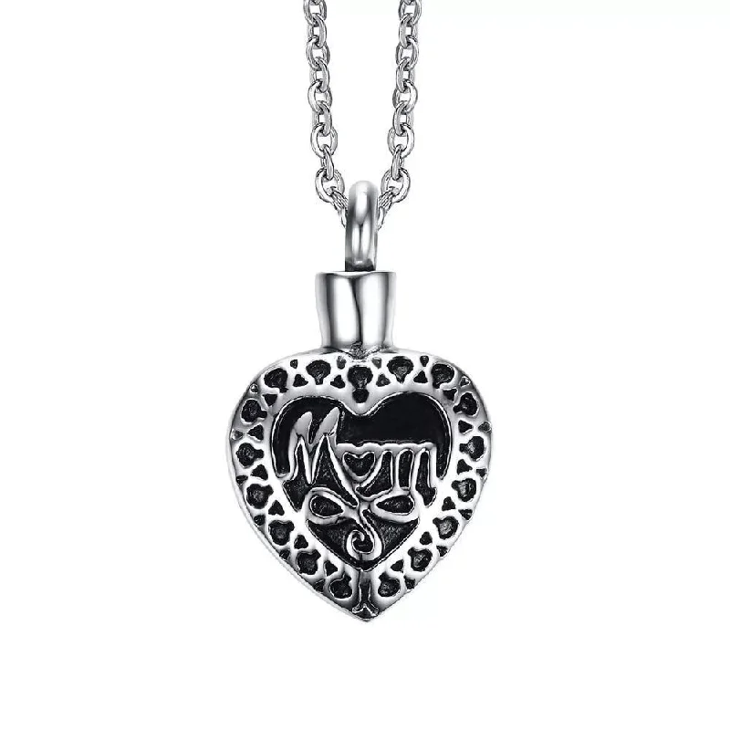 Stainless Steel MOM Pendant Ashes Keepsak Necklace