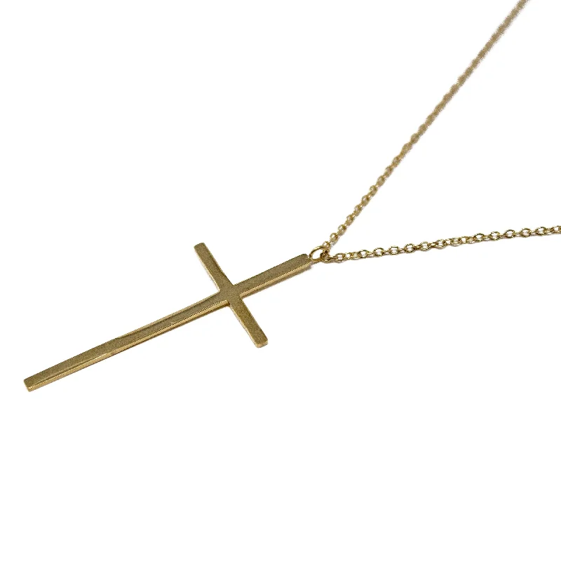 Stainless Steel Necklace with Cross Pendant Gold Plated