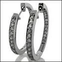 1.5 TCW Round Hoop 14K Cubic Zirconia CZ Earrings