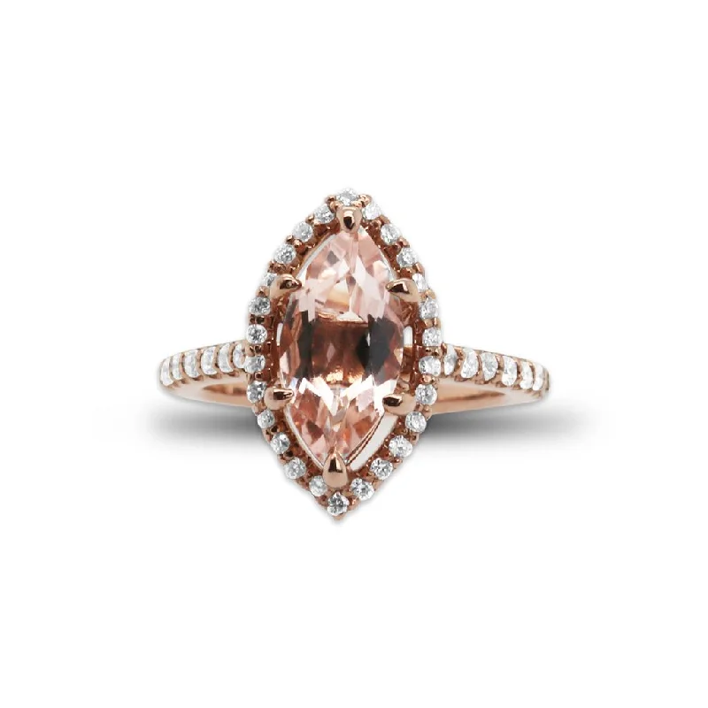 14k Rose Gold Morganite & Diamond Ring