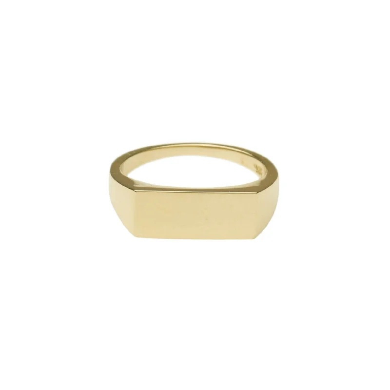 14k Gold Rectangle Signet Ring