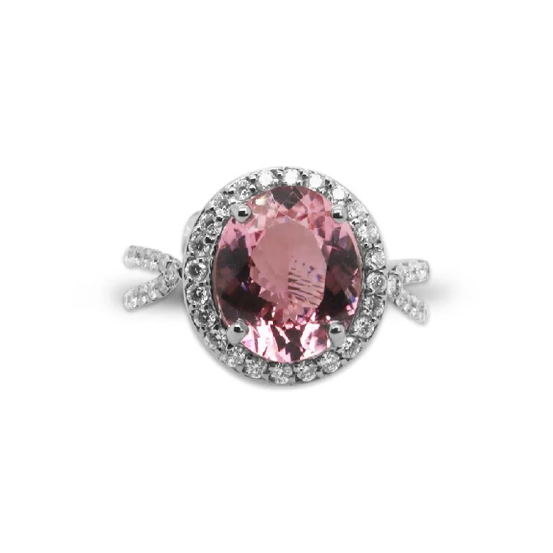 14k White Gold Diamond And Morganite Ring