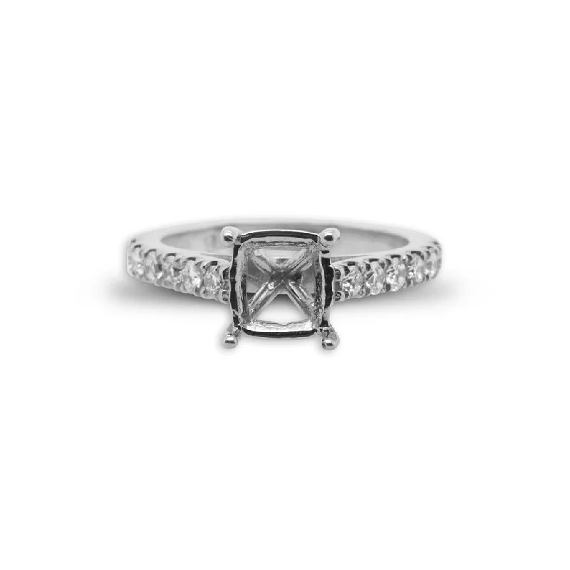 14k White Gold Diamond Semi-Mount Engagement Ring - 0.51cttw