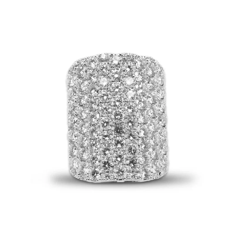 14k White Gold Pave Diamond Statement Ring - 4.30cttw