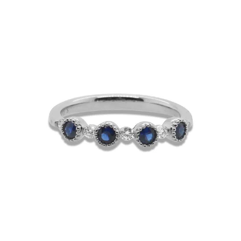 14k White Gold Sapphire And Diamond Ring