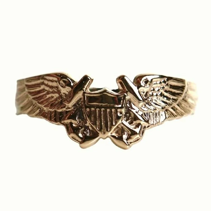 14k Yellow Gold Naval Flight Officer Wings Ring