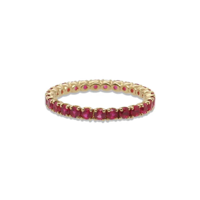 18k Yellow Gold & Ruby Eternity Band - 1.35cttw