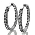 2 Ct White Gold Hoops Cubic Zirconia CZ Earrings