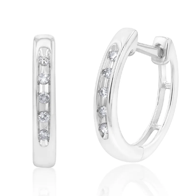 antique silver charm bracelet 9ct White Gold Diamond Hoop Huggie Earrings