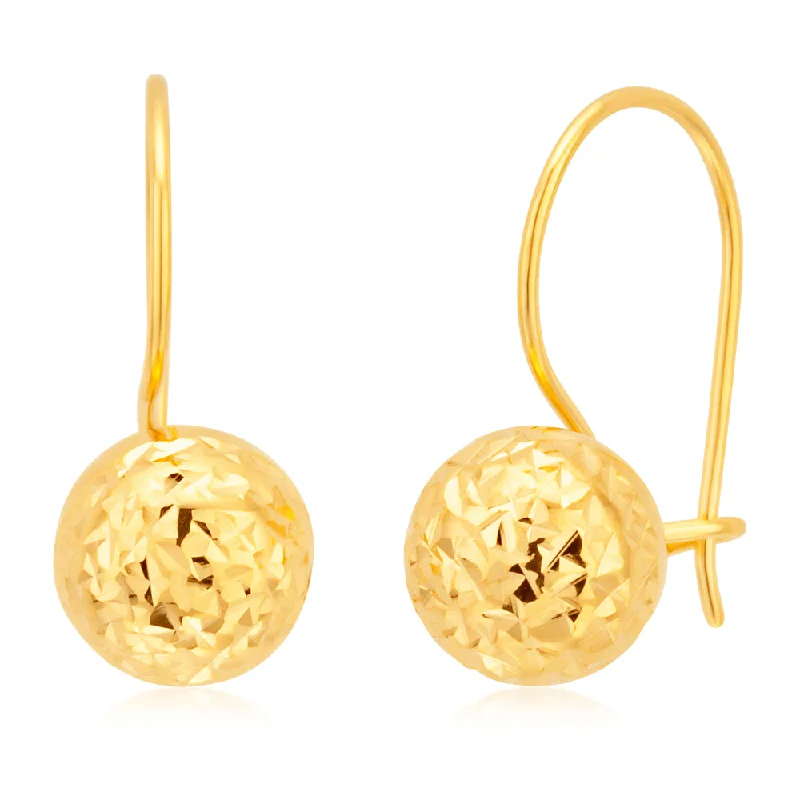 personalized family tree necklace 9ct Yellow Gold 7mm Diamond Cut Euroball Earrings