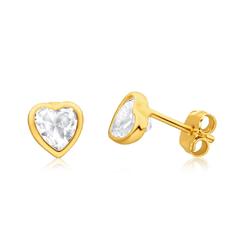 braided wedding ring men 9ct Yellow Gold Silver Filled Cubic Zirconia Heart 5mm Stud Earrings