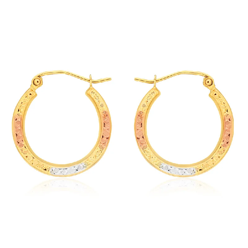 vintage Victorian brooch pin 9ct Yellow Gold, White Gold & Rose Gold Cut Out Hoop Earrings
