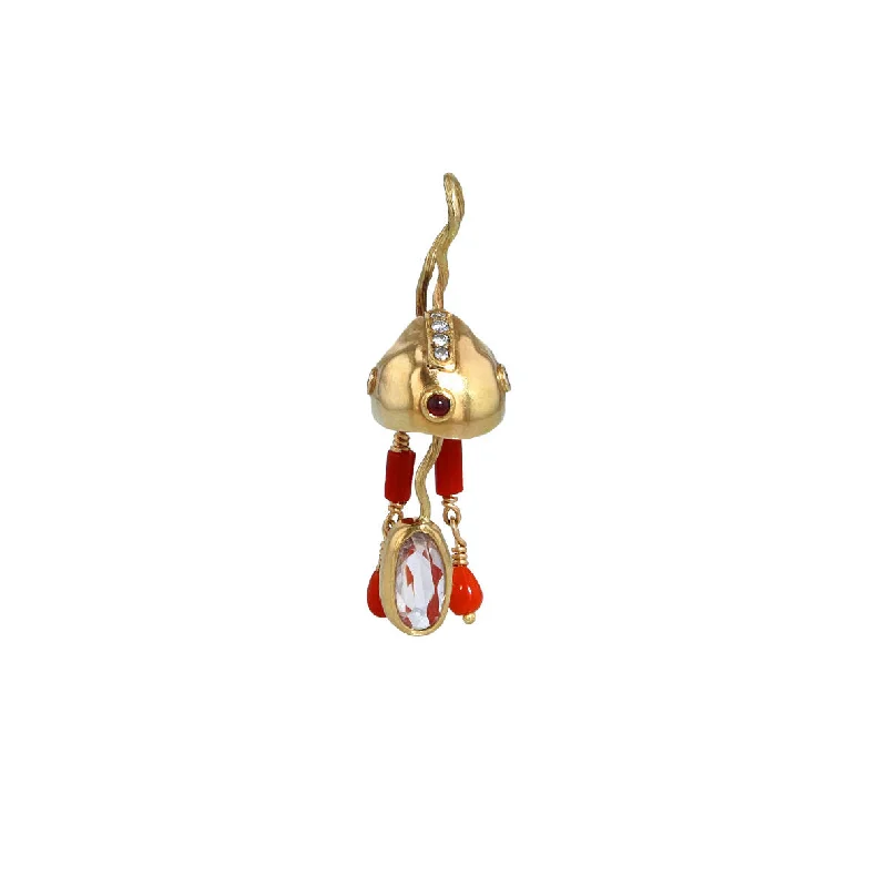 hypoallergenic earrings for sensitive ears Gople 18K & 22K Gold Earring w. Diamonds & Coral