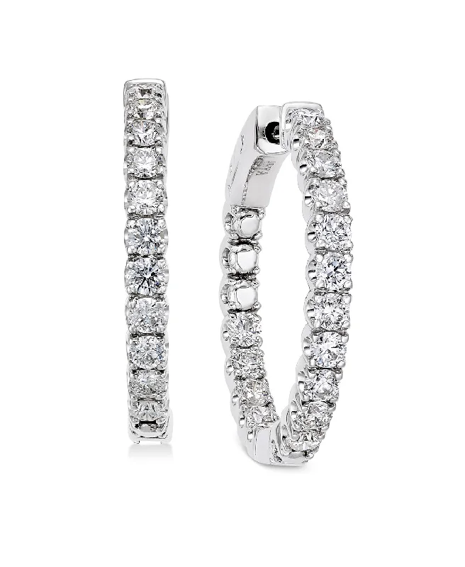 Bremer Jewelry Round Diamond Hoop Earrings in 14K White Gold (2.00ctw)