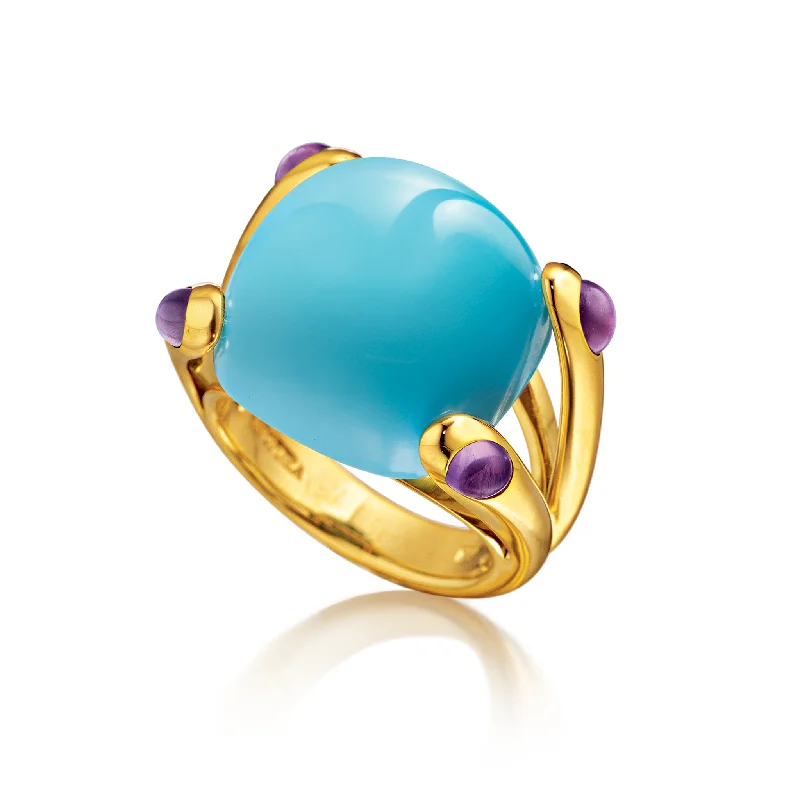 Candy Ring in Turquoise and Amethyst