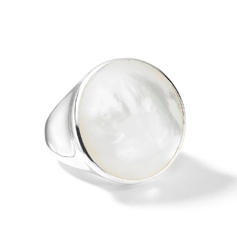 handmade beaded stretch bracelet Ippolita Sterling Silver Rock Candy Luce Sculpted Mother-of-Pearl Cabochon Ring