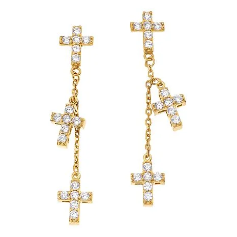 Katharine McPhee Layered Cross Earrings - Sterling Silver