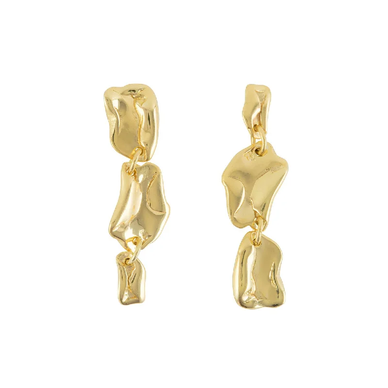 personalized coordinates ring custom Wave Drop Gold Plated Studs