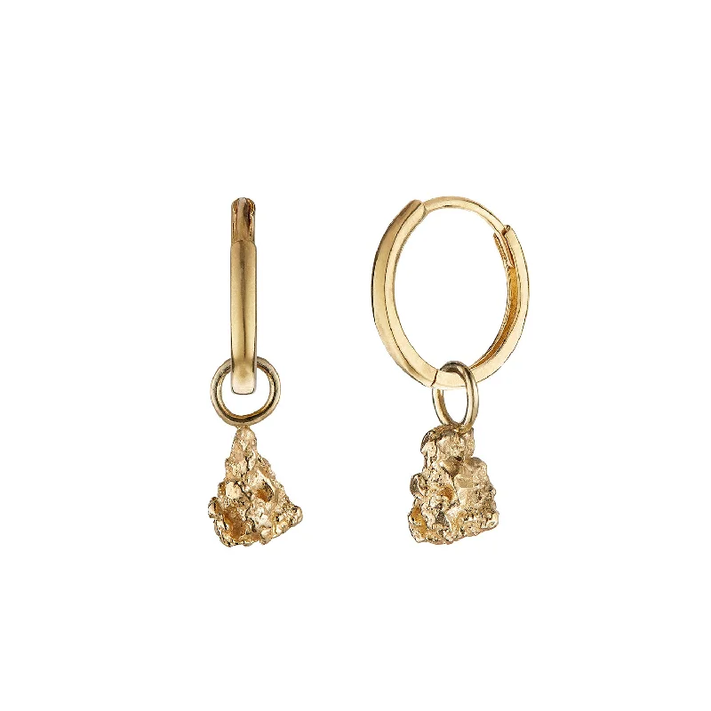 minimalist pearl pendant necklace Nugget 9K Gold Hoops