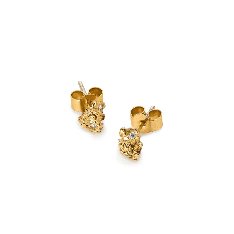 custom nameplate bracelet silver Nugget Ocean 9K Gold Studs w. Diamonds