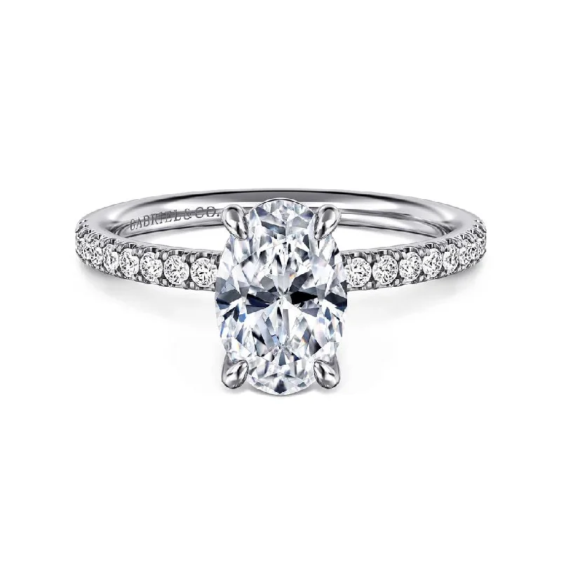 Gabriel & Co. 14K White Gold Oval Pave Diamond Engagement Ring Mounting