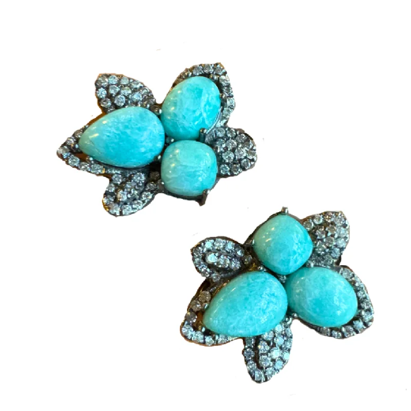 handmade gemstone anklet boho Turquoise & Diamond Earrings