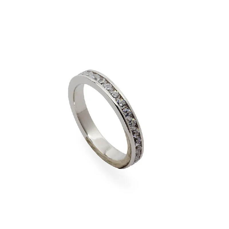 Eternity Clear CZ Ring Silver Tone