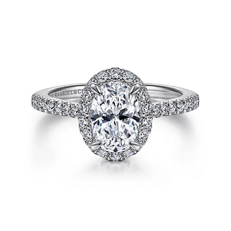 Gabriel & Co Idina - 14K White Gold Oval Halo Diamond Engagement Ring