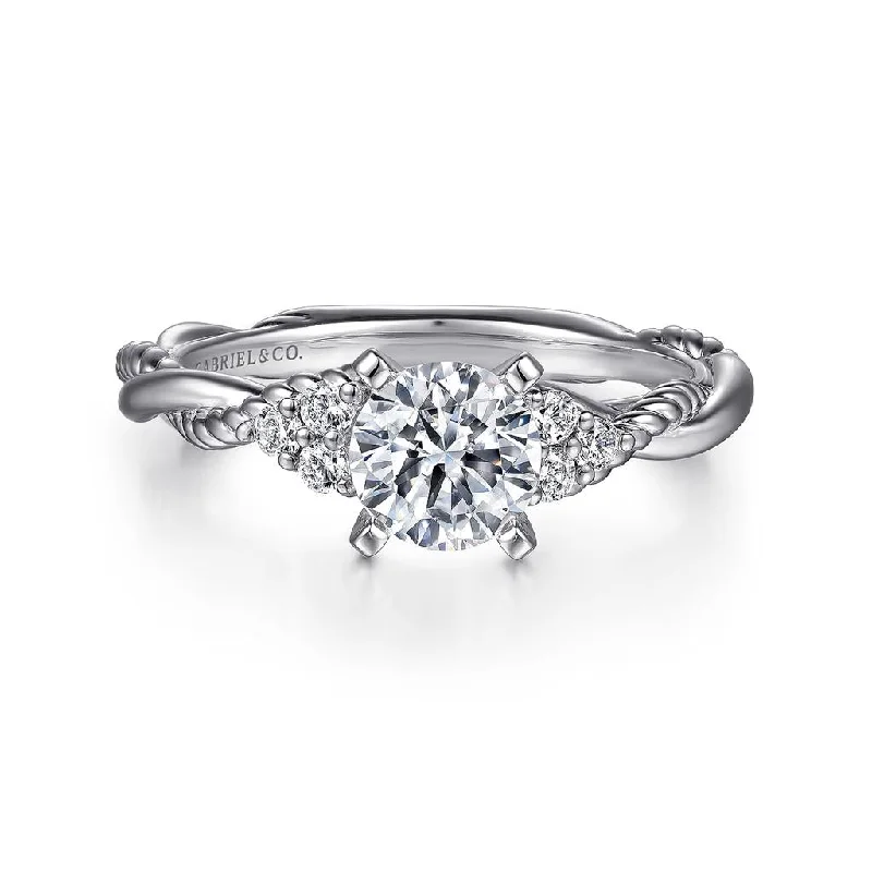 Gabriel & Co Catalina - 14K White Gold Round Twisted Diamond Engagement Ring