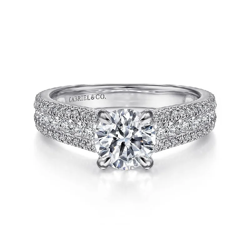 Gabriel & Co Terina - 14K White Gold Wide Band Round Diamond Channel Set Engagement Ring