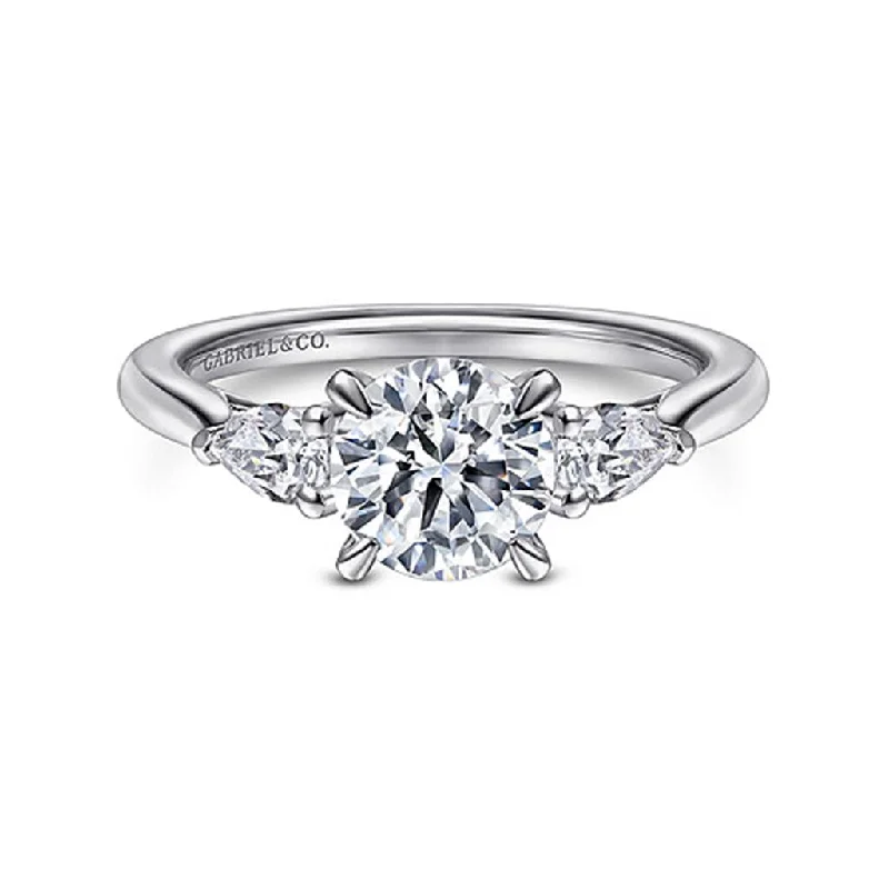 Gabriel & Co Sunday - 14K White Gold Round 3 Stone Diamond Engagement Ring