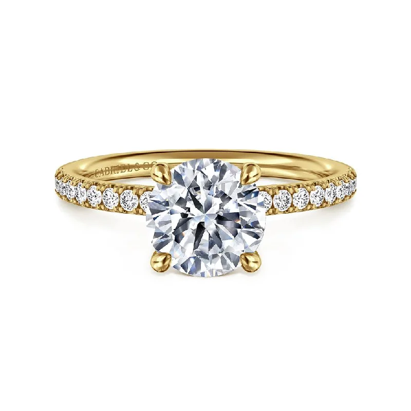 Gabriel & Co. 14K Yellow Gold Round Pave Diamond Engagement Ring Mounting