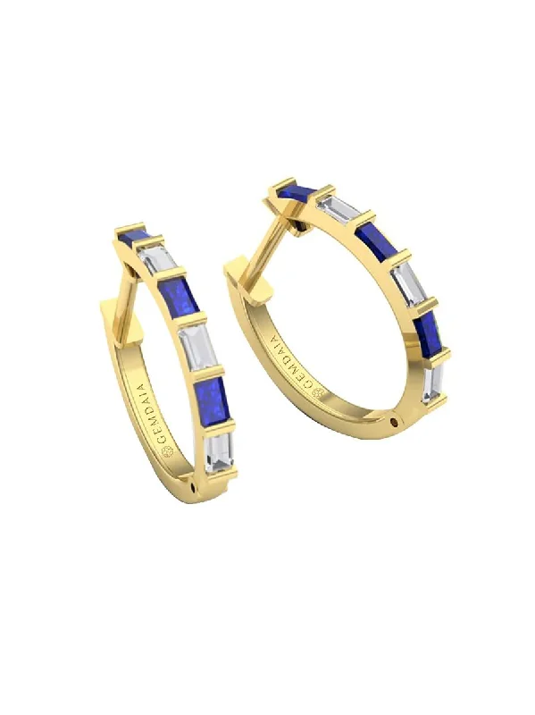 Sapphire Serenity 14K Gold Hoops