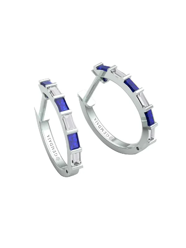 Sapphire Serenity 14K White Gold Hoops