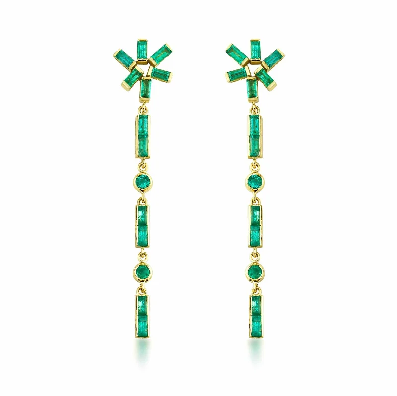 Artisia Star 18K Gold Earrings w. Emeralds