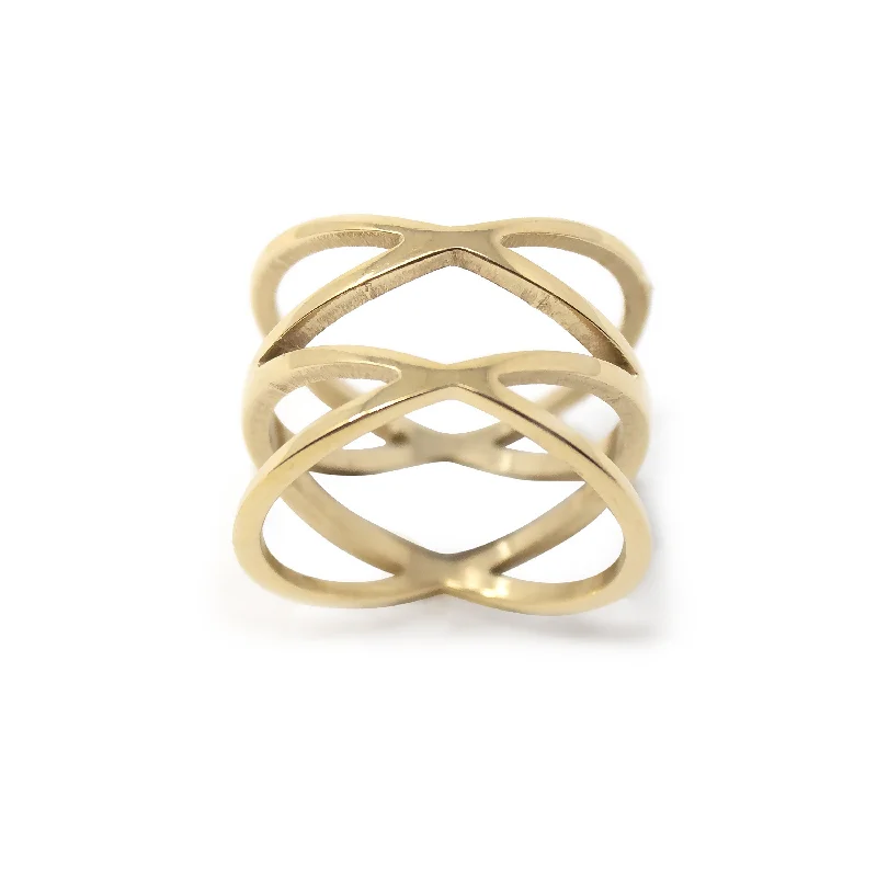 Gold Plated Stainless Steel Double X Ring