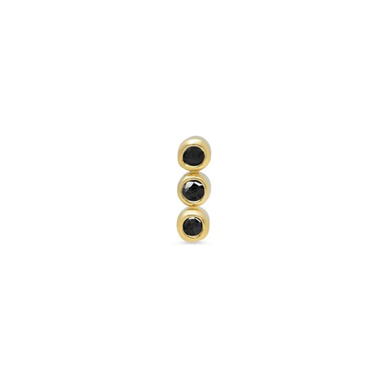 Single 3 Mini Black Diamond Bezel Stud