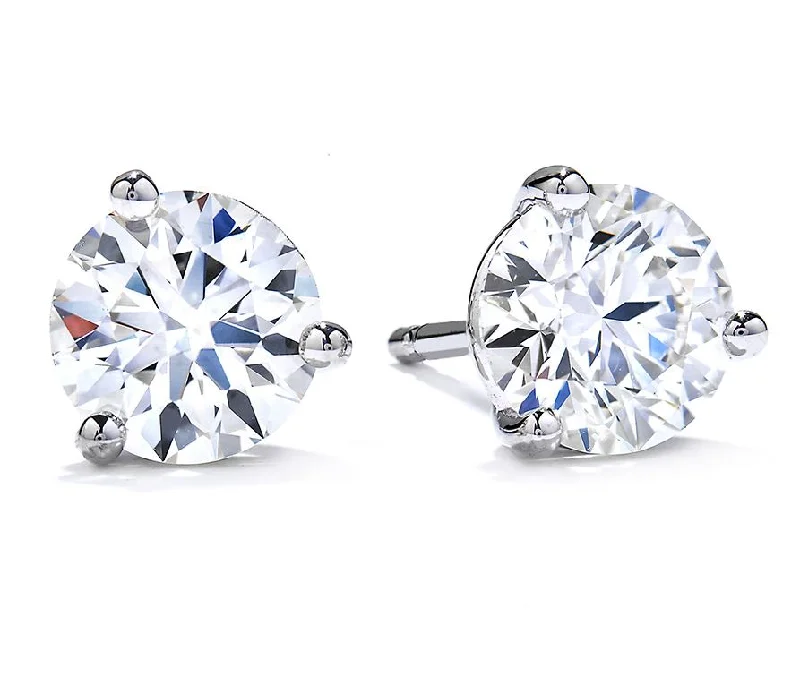 celestial galaxy planet earrings Hearts On Fire Round Solitaire/Stud Diamond Earrings in 18K White Gold (.75ctw)