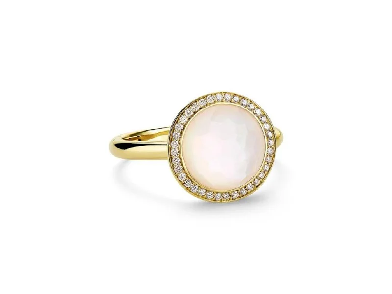 bold chunky cocktail ring Ippolita 18k Yellow Gold Mother-of-Pearl and Diamond Ring